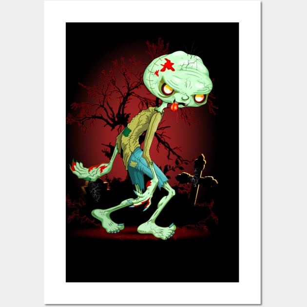 Zombie Creepy Monster Cartoon Wall Art by BluedarkArt